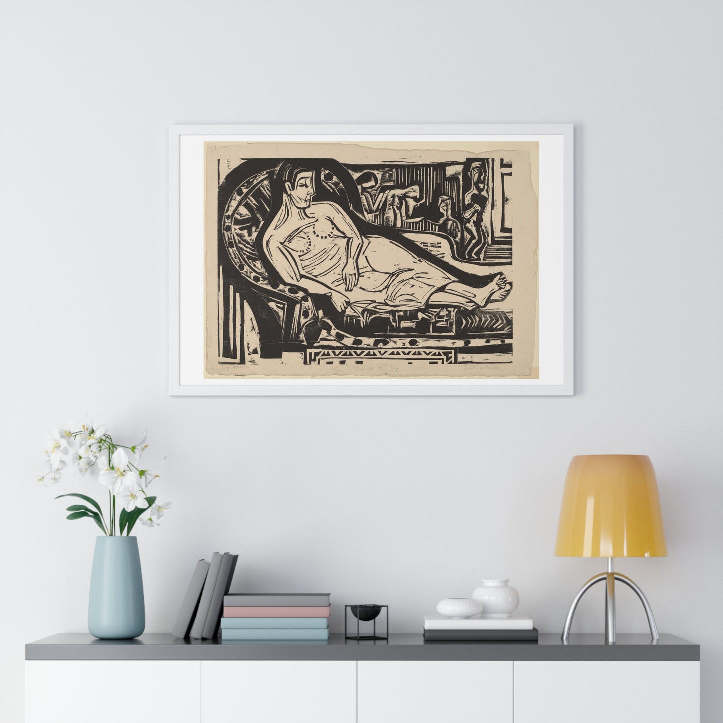 Woman Lying on a Sofa (1926) by Ernst Ludwig Kirchner, from the Original, Framed Art Print
