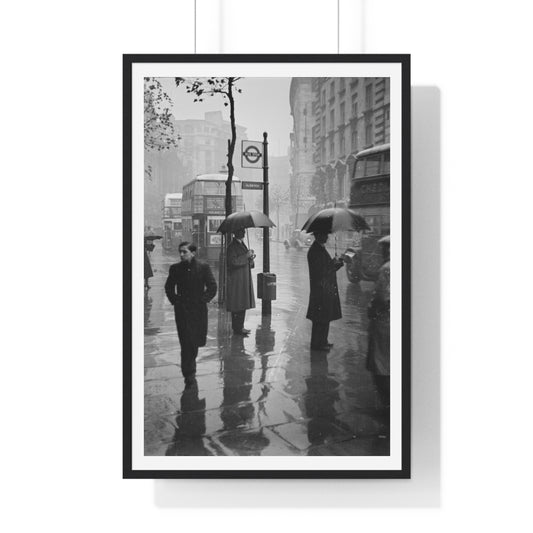 Wet Day, Aldwych, London (1937) by Eric Lee Johnson, from the Original, Wooden Framed Art Print