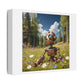 Adorable Robot Exploring a Spring Meadow 'Designed by AI', Art Print on Canvas