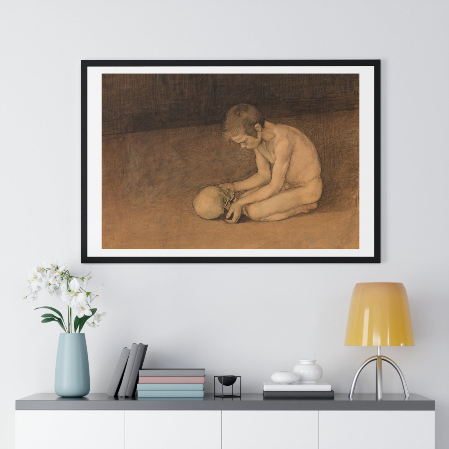 Boy with Skull (1893) by Magnus Enckell, from the Original, Framed Print