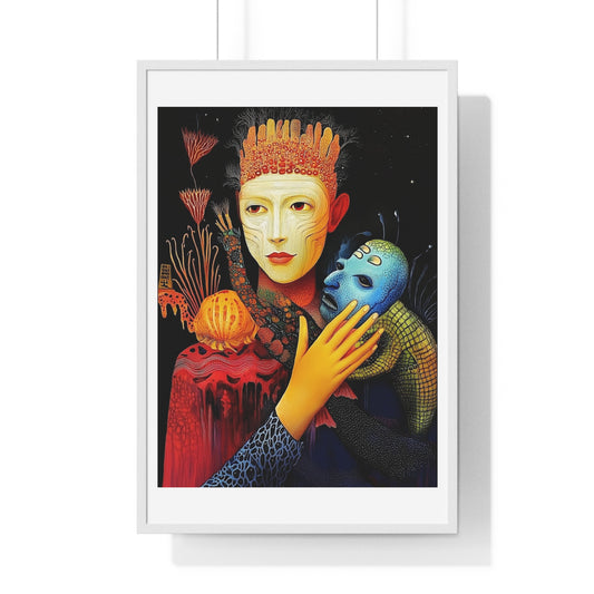 The Beauty and the Mask 'Designed by AI' Framed Art Print