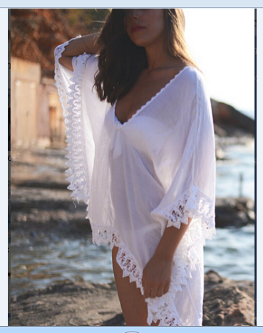 Vireous Solid Colour Beach Bikini Lace White Blouse