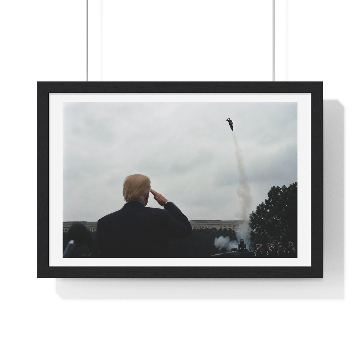 Donald Trump Salutes, Surreal Decor Art, Large Framed Print