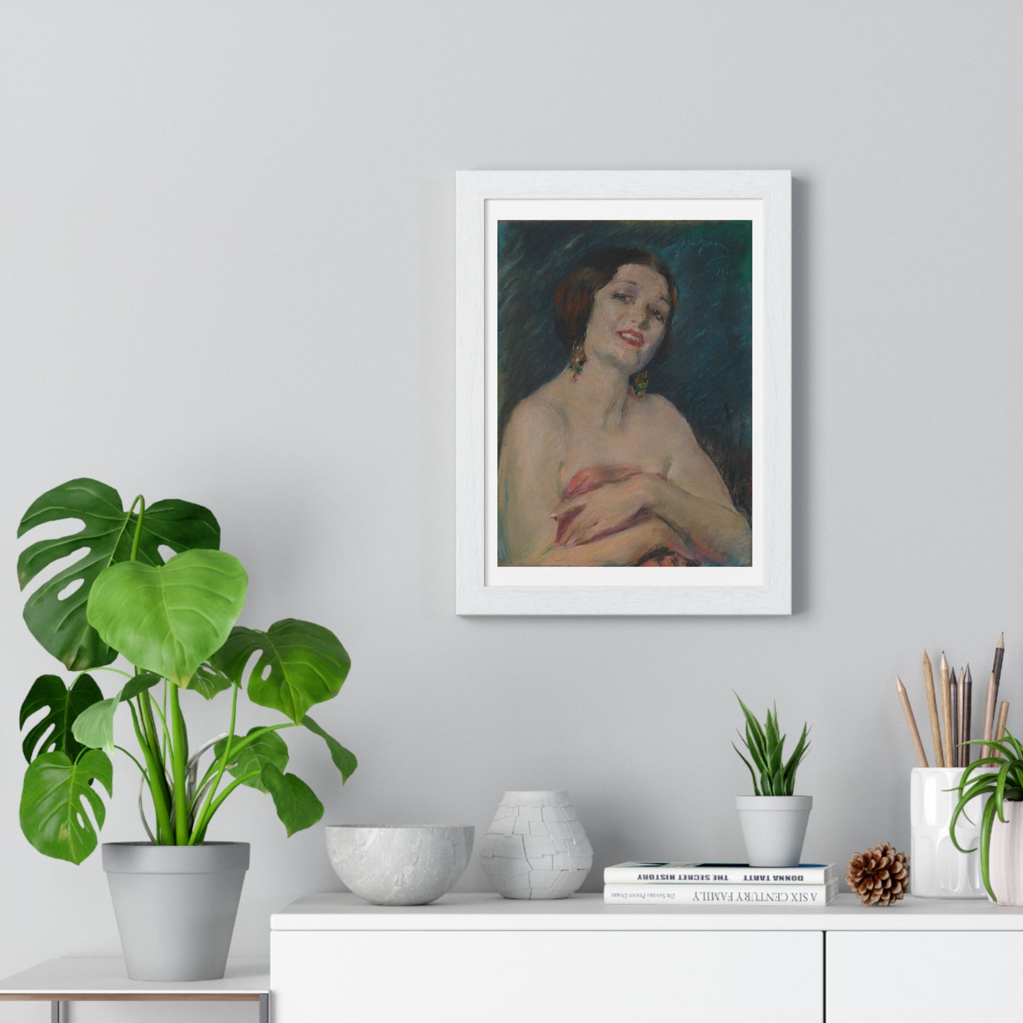 Model Holding Drapery (circa 1929) by Alice Pike Barney, from the Original, Framed Art Print