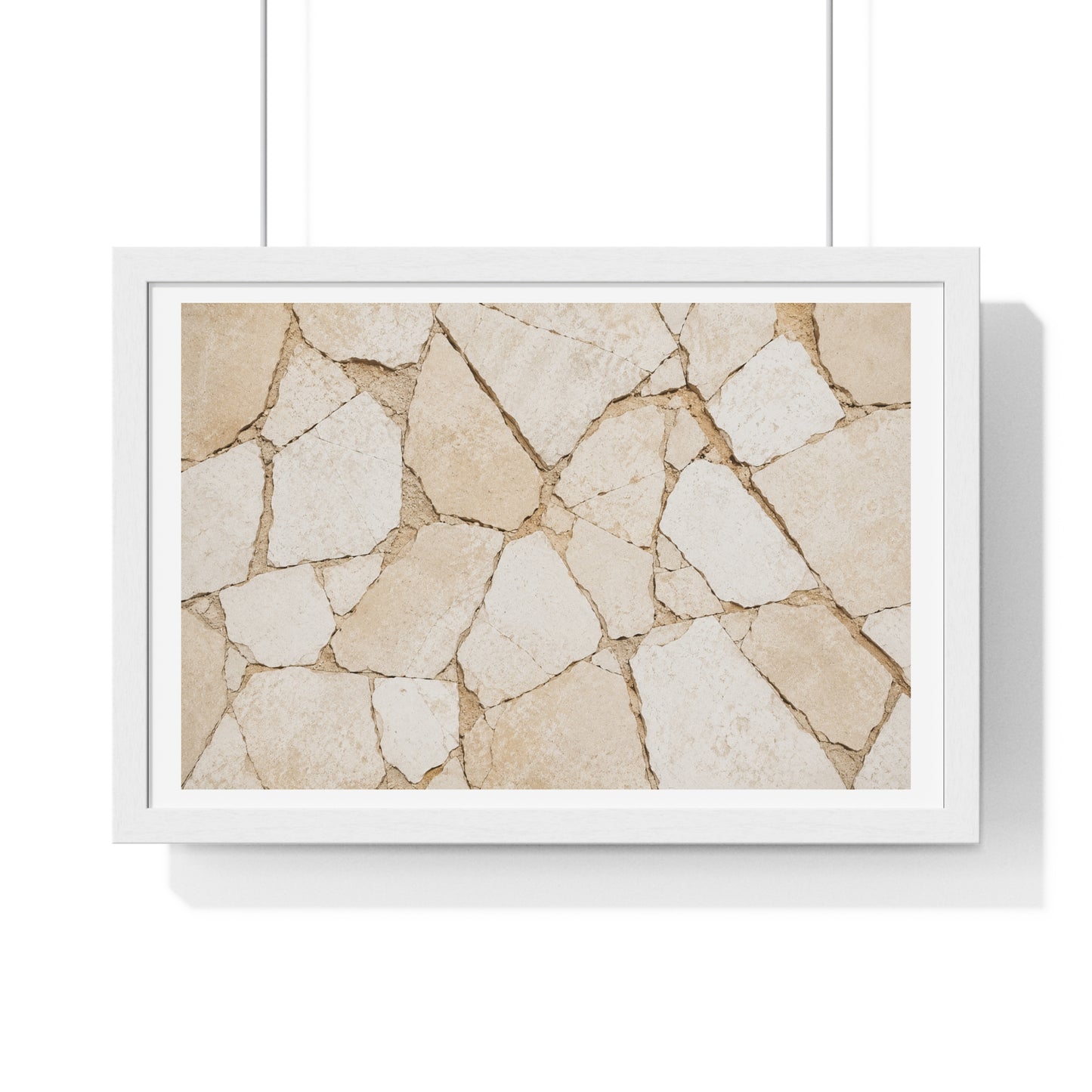 Beige Abstract Relaxing Decor Art, Large Framed Print