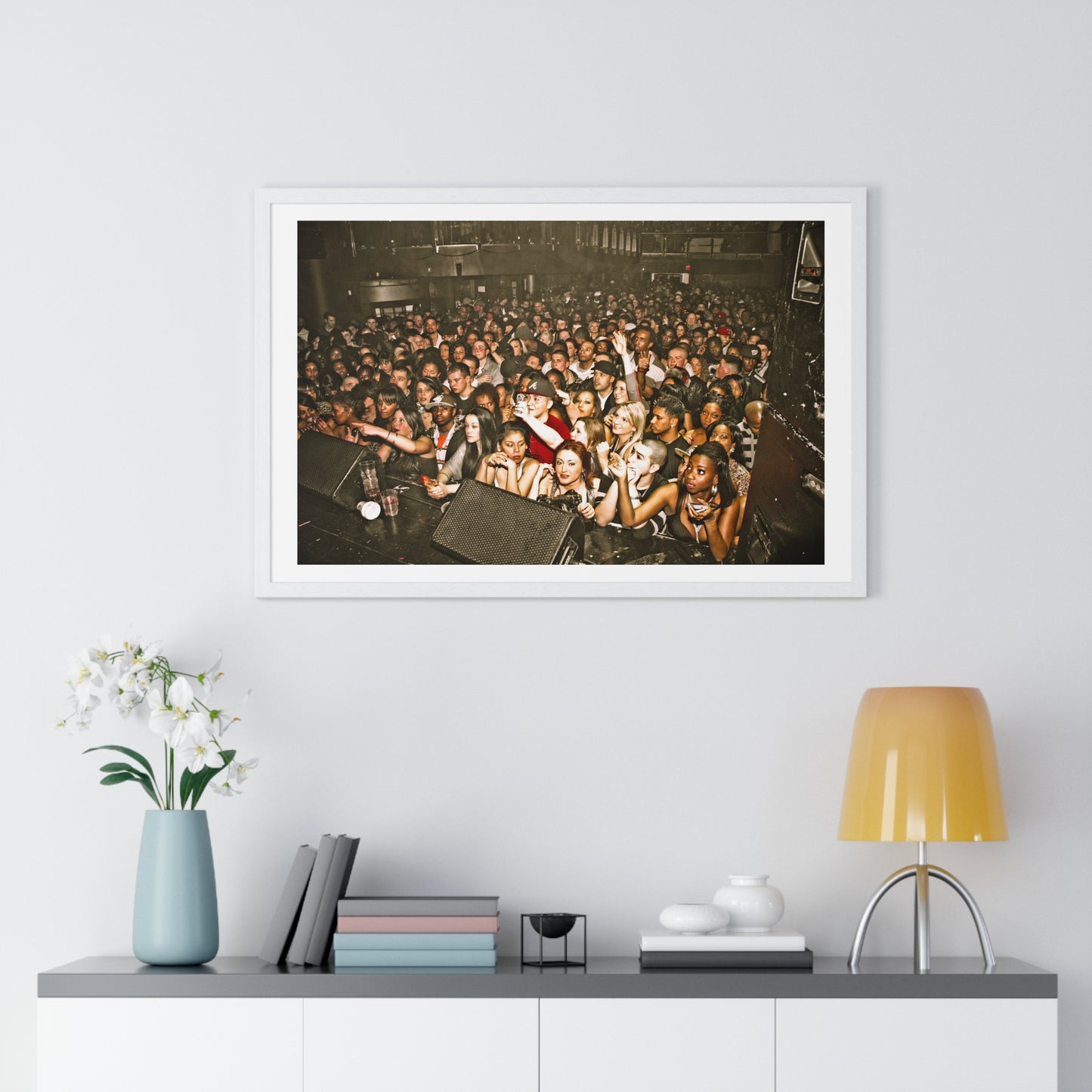 Crowd at Hip Hop Concert, Retro Photography (2017) from the Original, Framed Print