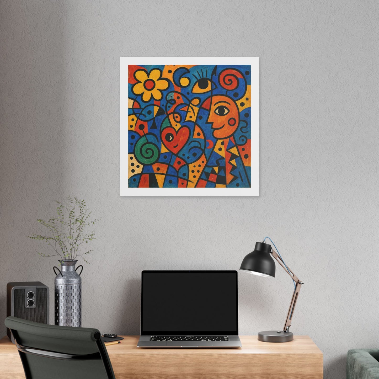 Love and Life Art in the Style of Joan Miro 'Designed by AI' Canvas Art Print