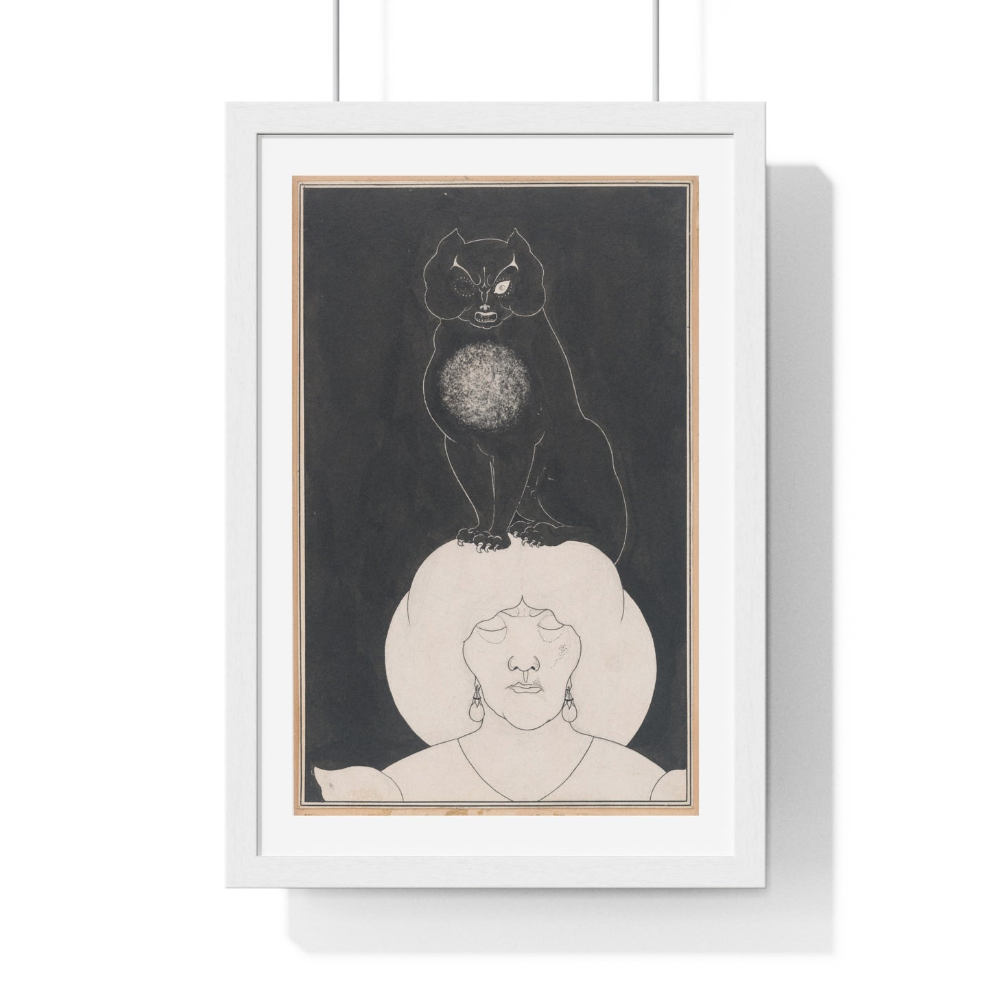 The Black Cat, for Edgar Allan Poe's 'Tales of Mystery and the Imagination' by Aubrey Vincent Beardsley, from the Original, Framed Print