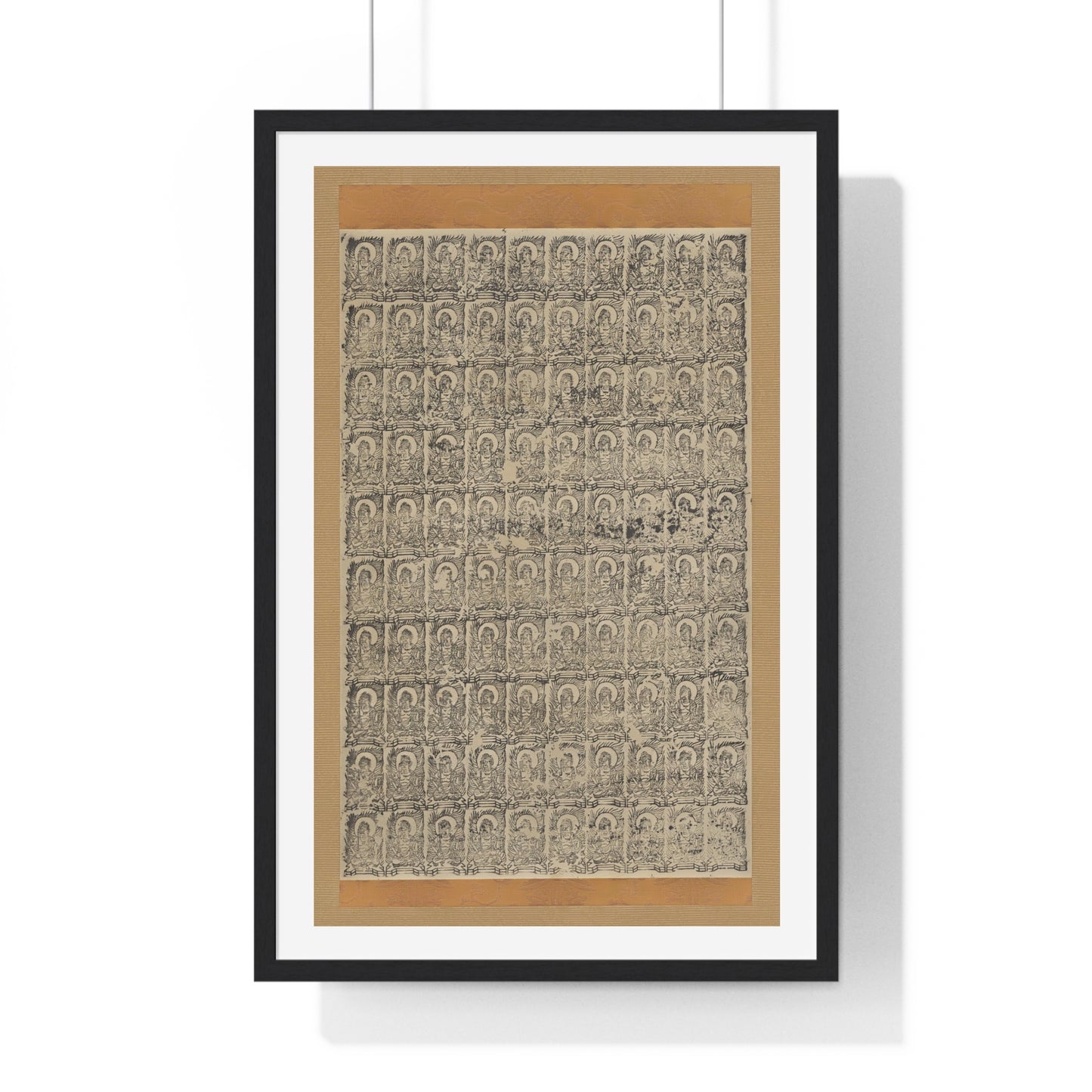 Stamped Images of the Wisdom King Fudō (Acala), Antique Japanese Scroll, from the Original, Framed Art Print