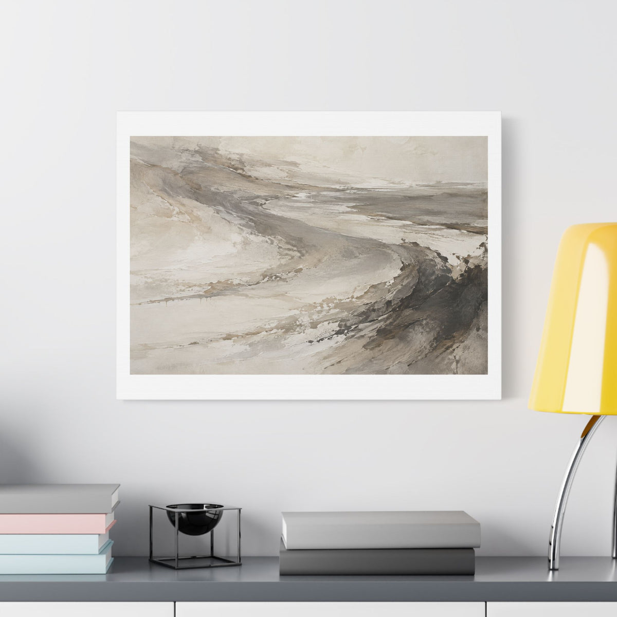 Tidal Memory in Stone and Smoke, Large Decor Art Print on Canvas
