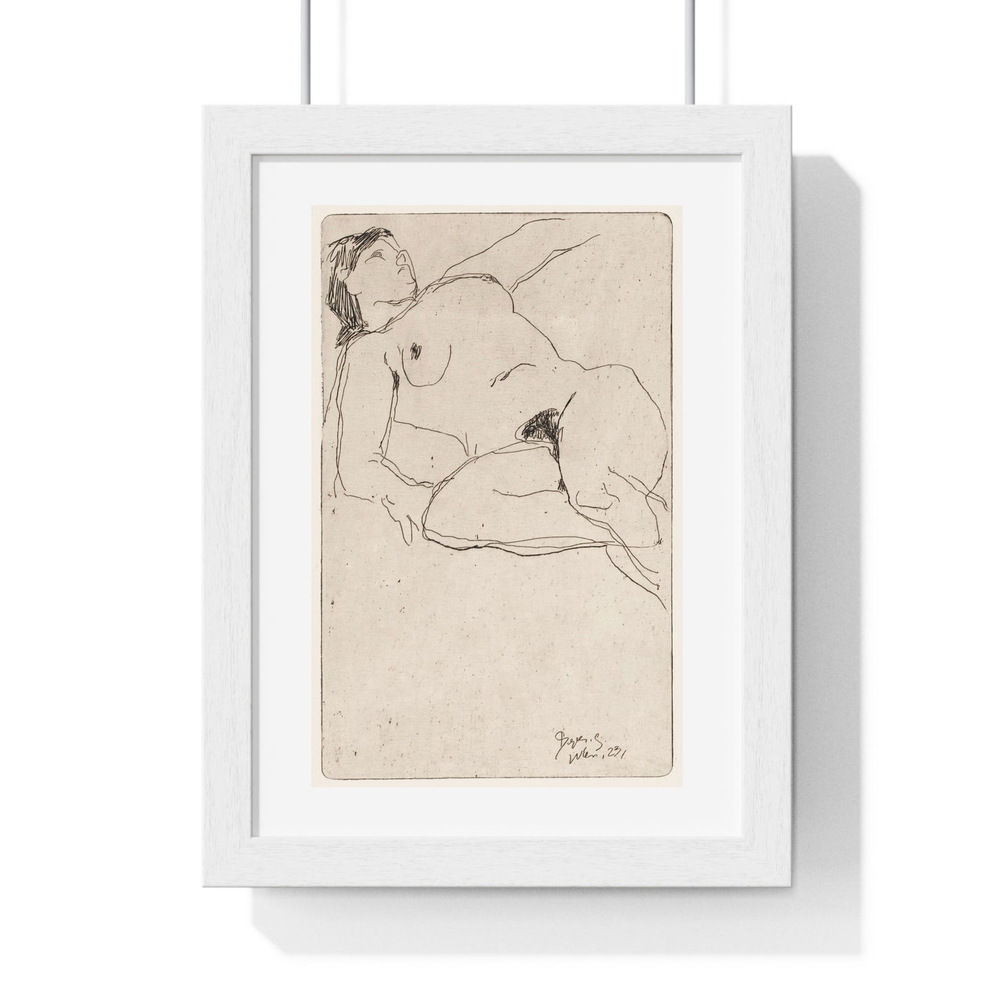 Vintage Nude Illustration 'Liggende Naakte Vrouw' (1923) by Reijer Stolk, from the Original, Framed Print