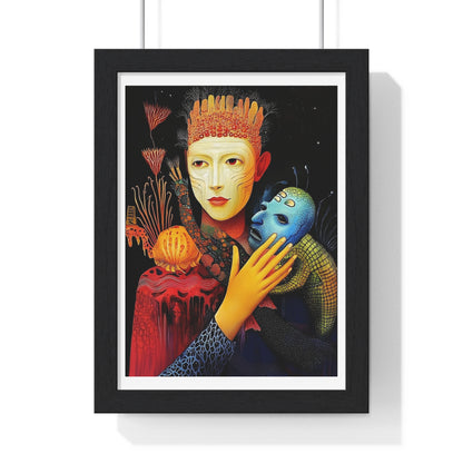 The Beauty and the Mask 'Designed by AI' Framed Art Print