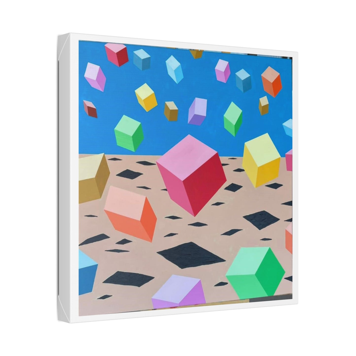 Bouncing Boxes, Cartoon Art 'Designed by AI' Canvas Art Print