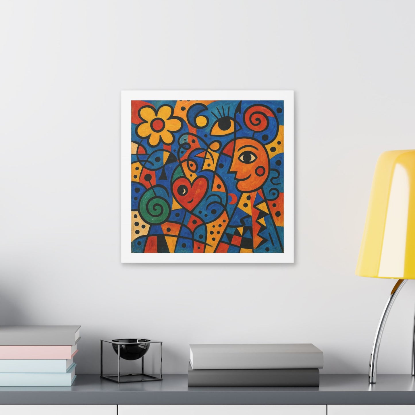 Love and Life Art in the Style of Joan Miro 'Designed by AI' Canvas Art Print