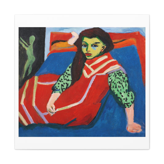 Seated Girl (1910) by Ernst Ludwig Kirchner,  from the Original, Art Print on Canvas