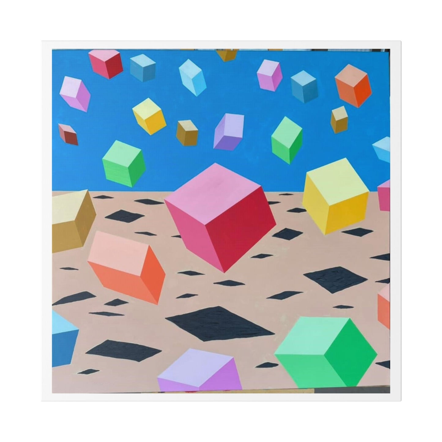 Bouncing Boxes, Cartoon Art 'Designed by AI' Canvas Art Print