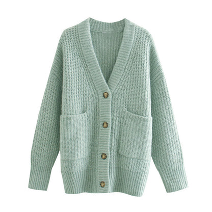 Women's Lazy Knit Patch Pocket Sweater Coat