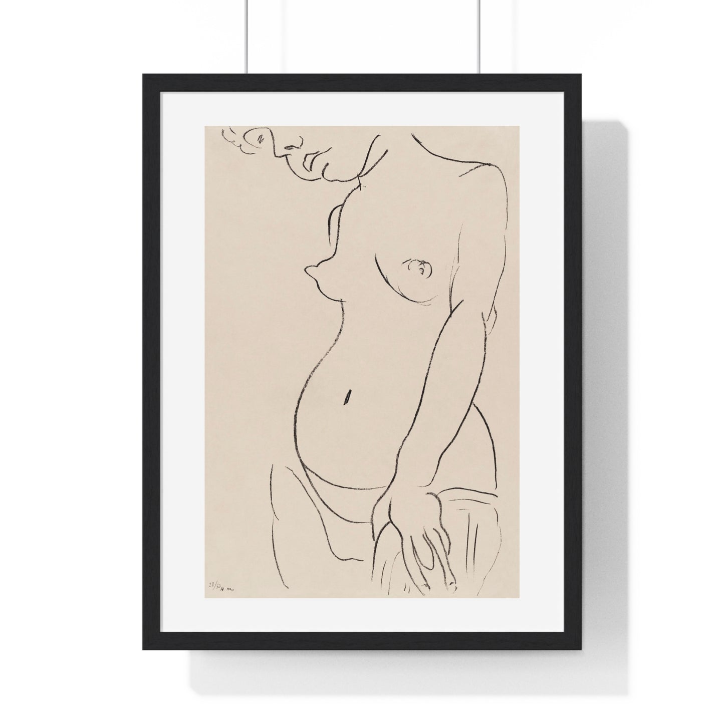 Nude Three Quarters, Part of Head Cropped (1913) by Henri Matisse from the Original, Framed Art Print