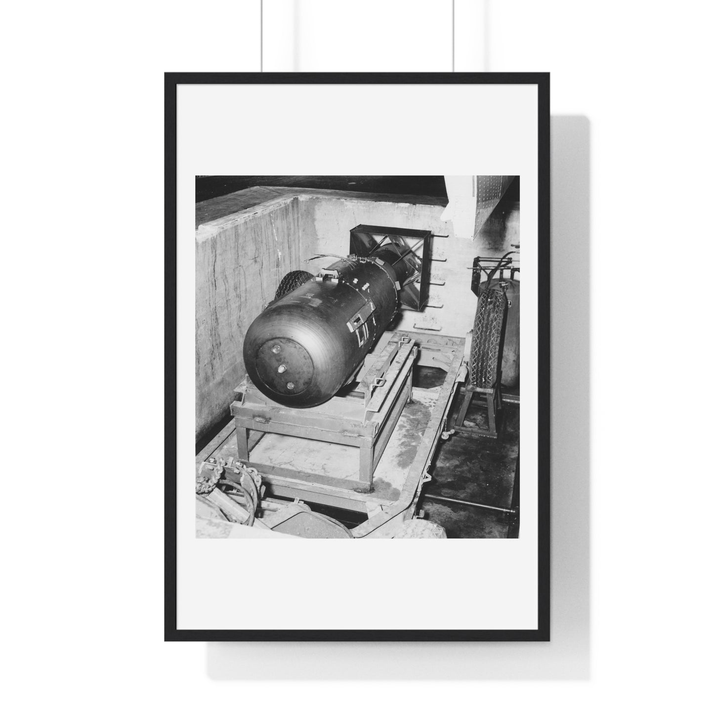 Atomic Bomb 'Little Boy' on Trailer Cradle, Before Being Loaded into Enola Gay's Bomb Bay, from the Original, Framed Print