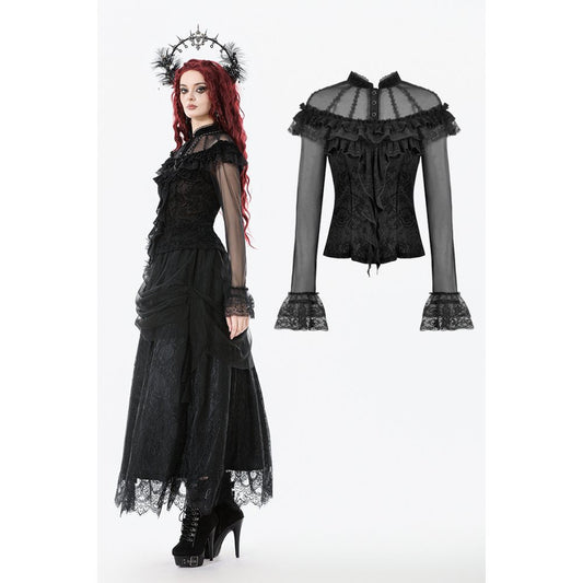 Dark in Love Seraphina Gothic Blouse, Layered Lace Cuffs
