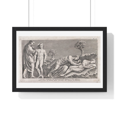 God Animates Adam and Operates on his Rib, Etching by Giovanni Leonetti after Carlo Cencioni after Nicola Pisano, Framed Print