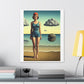 Woman at the Beach, Rene Magritte Art Style 'Designed by AI' Canvas Art Print