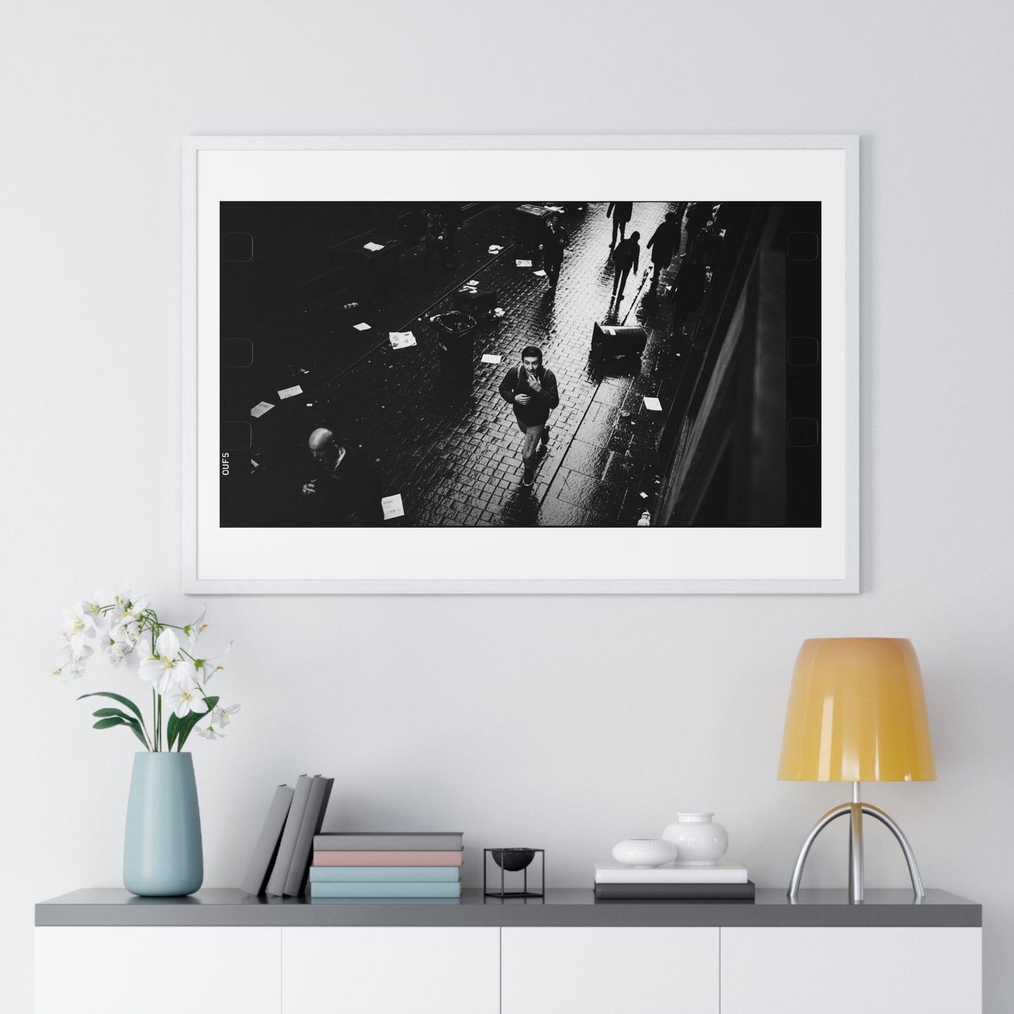 Black and White Photography, High-Contrast Cityscape III 'Designed by AI' Framed Print