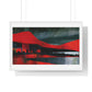 Unreal Landscape, Red and Grey Decor Art, Large Framed Print