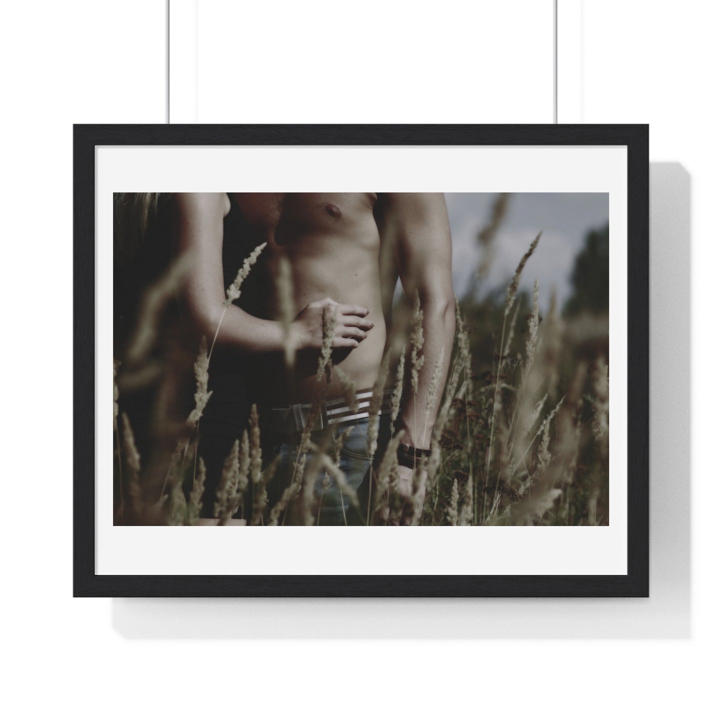 Shirtless Man with Woman, Photographer Unknown, from the Original, Framed Print