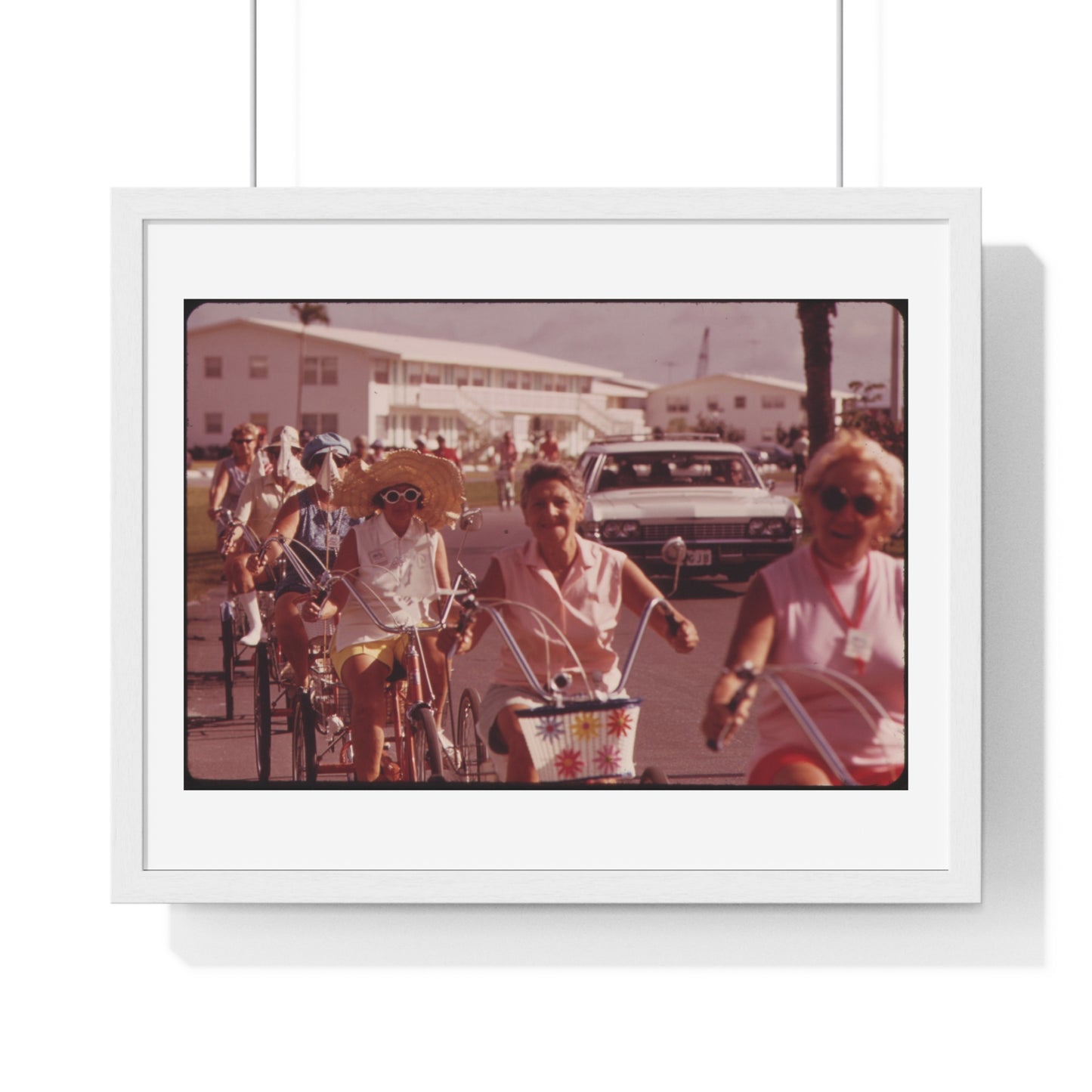 Tricycle Club at the Century Village Retirement Community (circa 1973) Vintage Photography by Flip Schulke, Framed Print