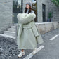 Women's Big Faux Fur Feature-Collar Padded Raincoat