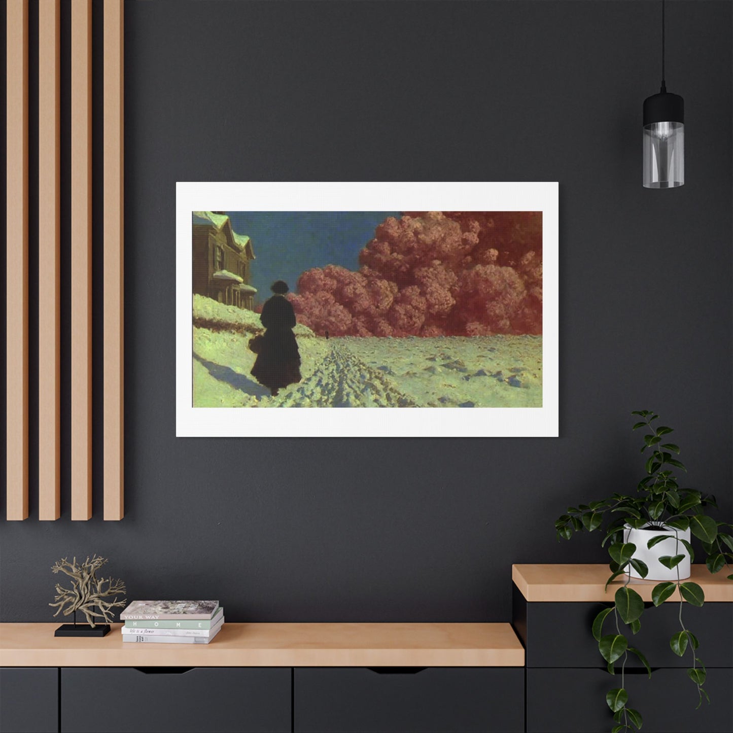 Victorian Woman in a Winter Scene, 19th Century Pastel Art 'Designed by AI' Print on Canvas