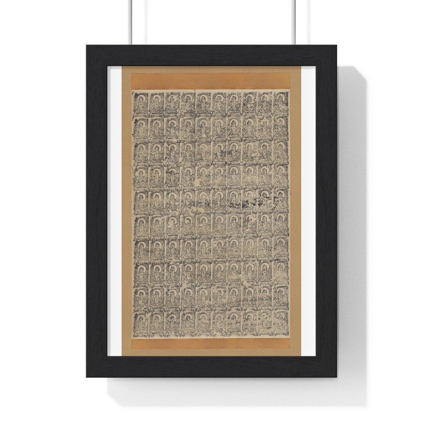 Stamped Images of the Wisdom King Fudō (Acala), Antique Japanese Scroll, from the Original, Framed Art Print