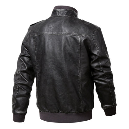 Vireous Large-Size Men's Leather Bomber Jacket