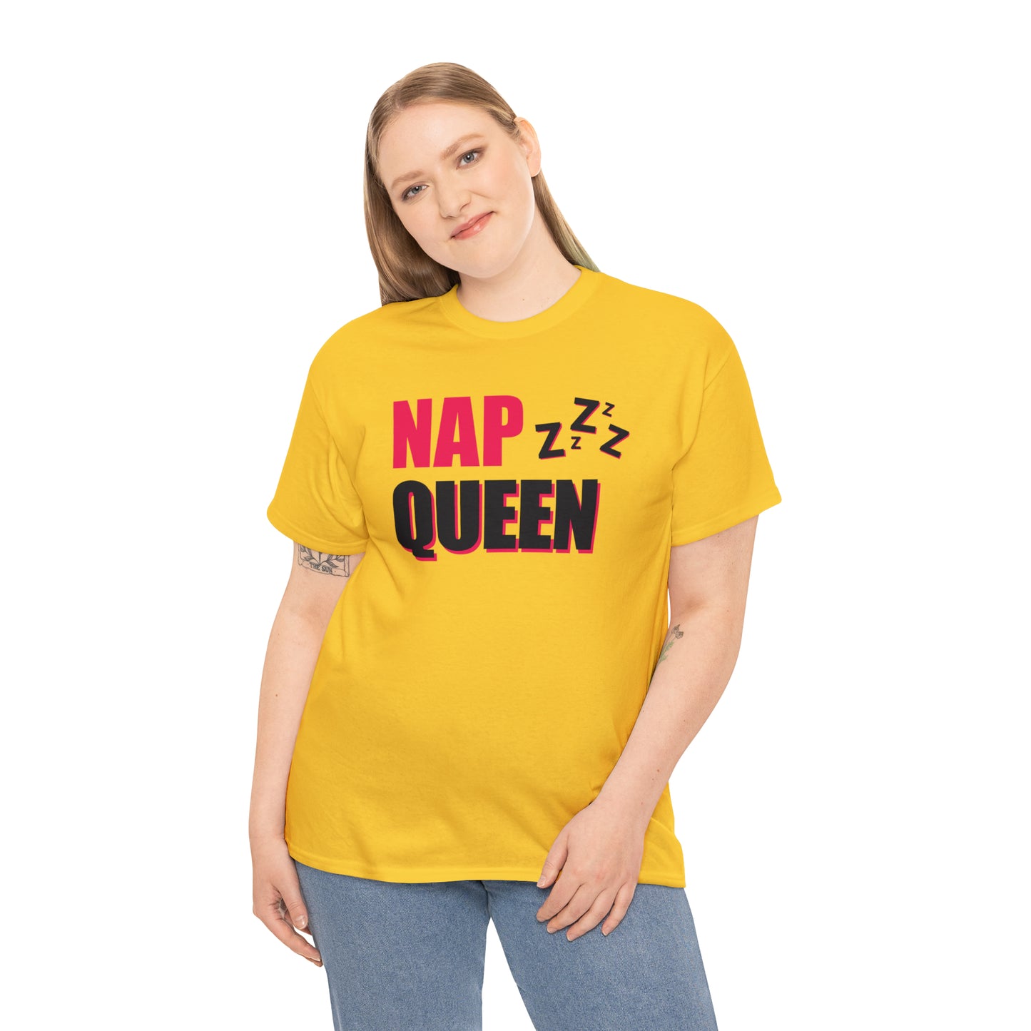 Nap Queen ヘビーコットン Tシャツ ユニセックス ワールドワイドサイズ 昼寝、睡眠、怠惰、休息