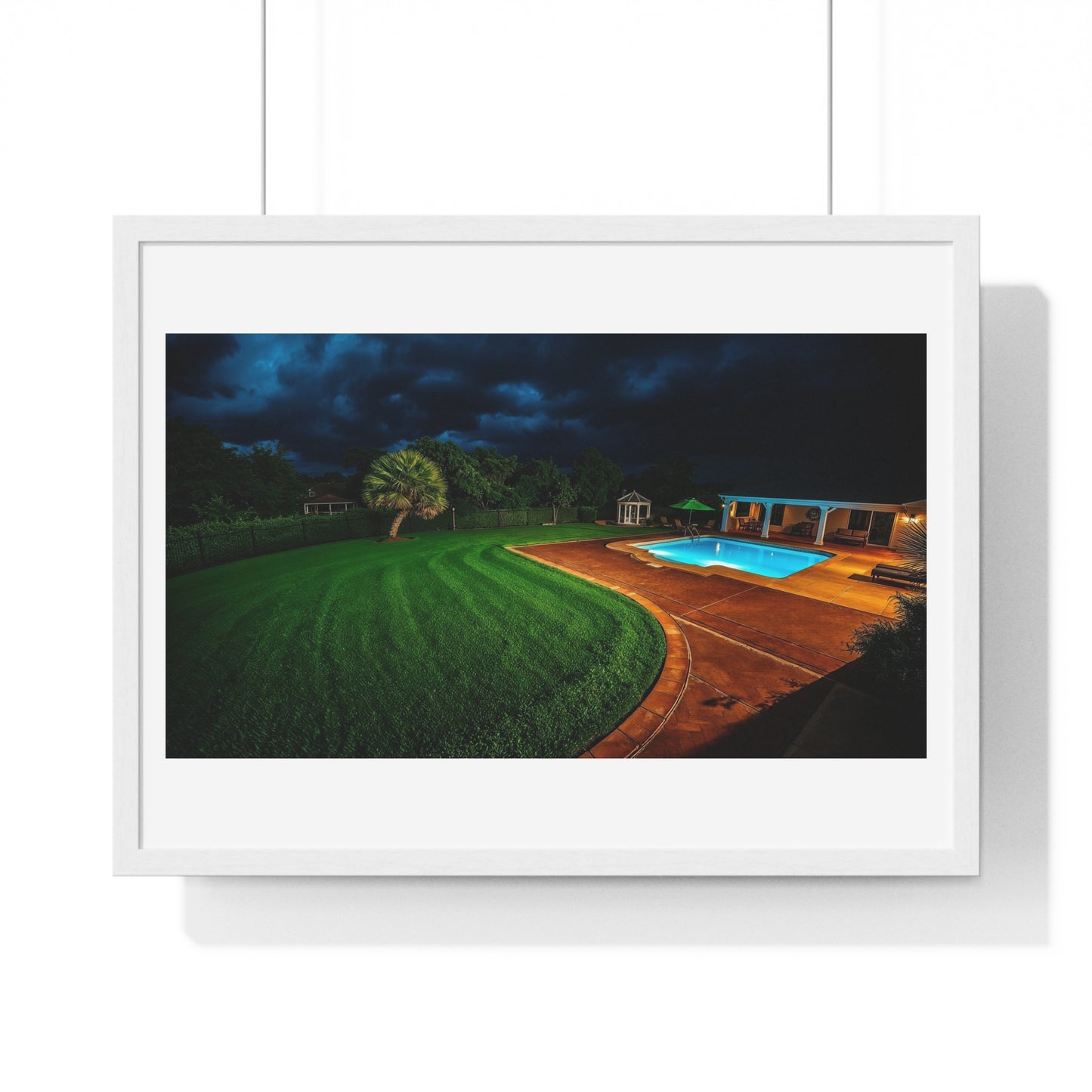 Dystopian Pool Scene II Photorealistic Art Style 'Designed by AI' Framed Print