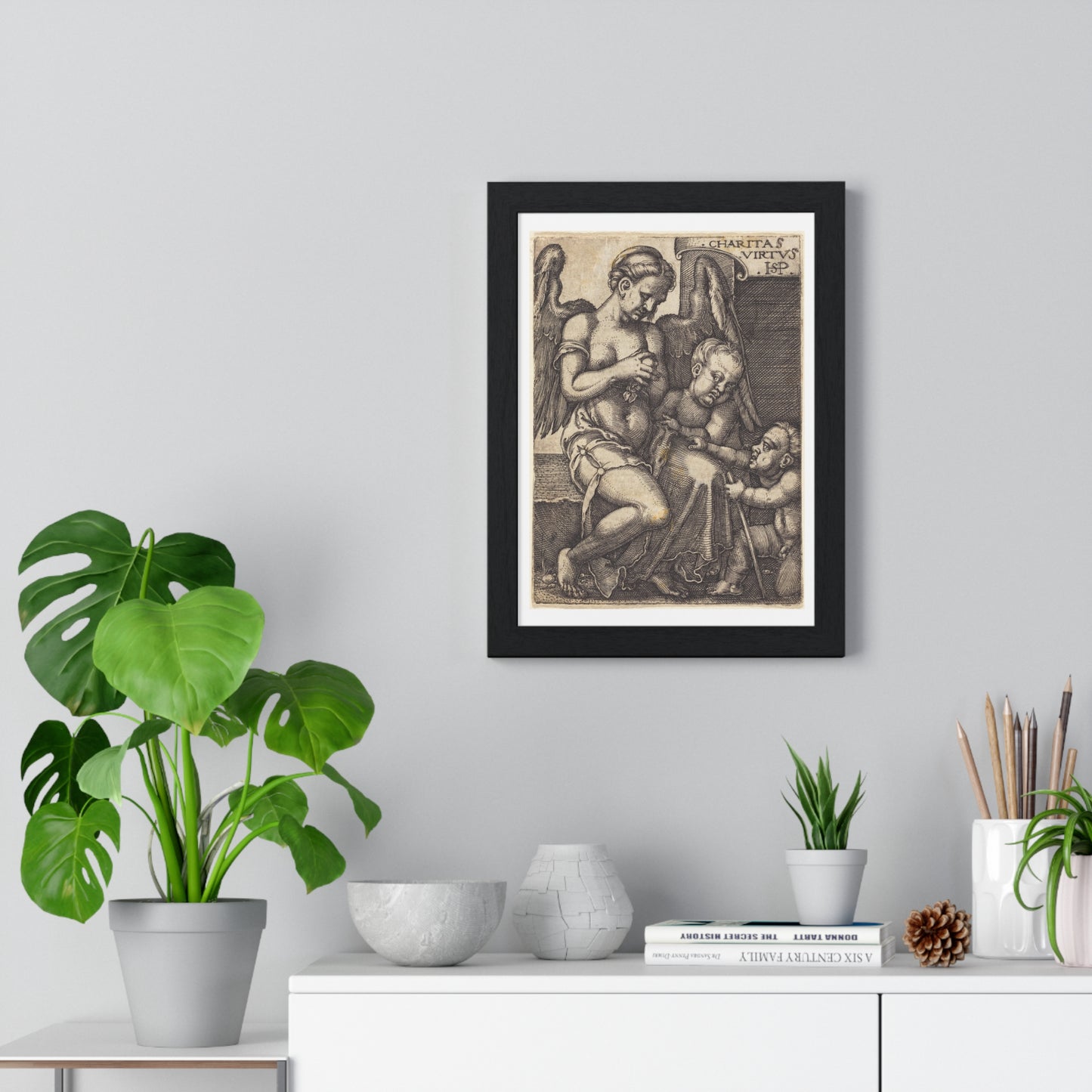 Charitas (1539) Engraving by Sebald Beham, from the Original, Framed Art Print