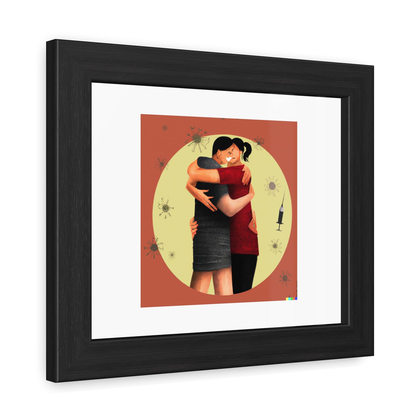 Vaccinated And Unvaccinated People Digital Art 'Designed by AI' Wooden Framed Print