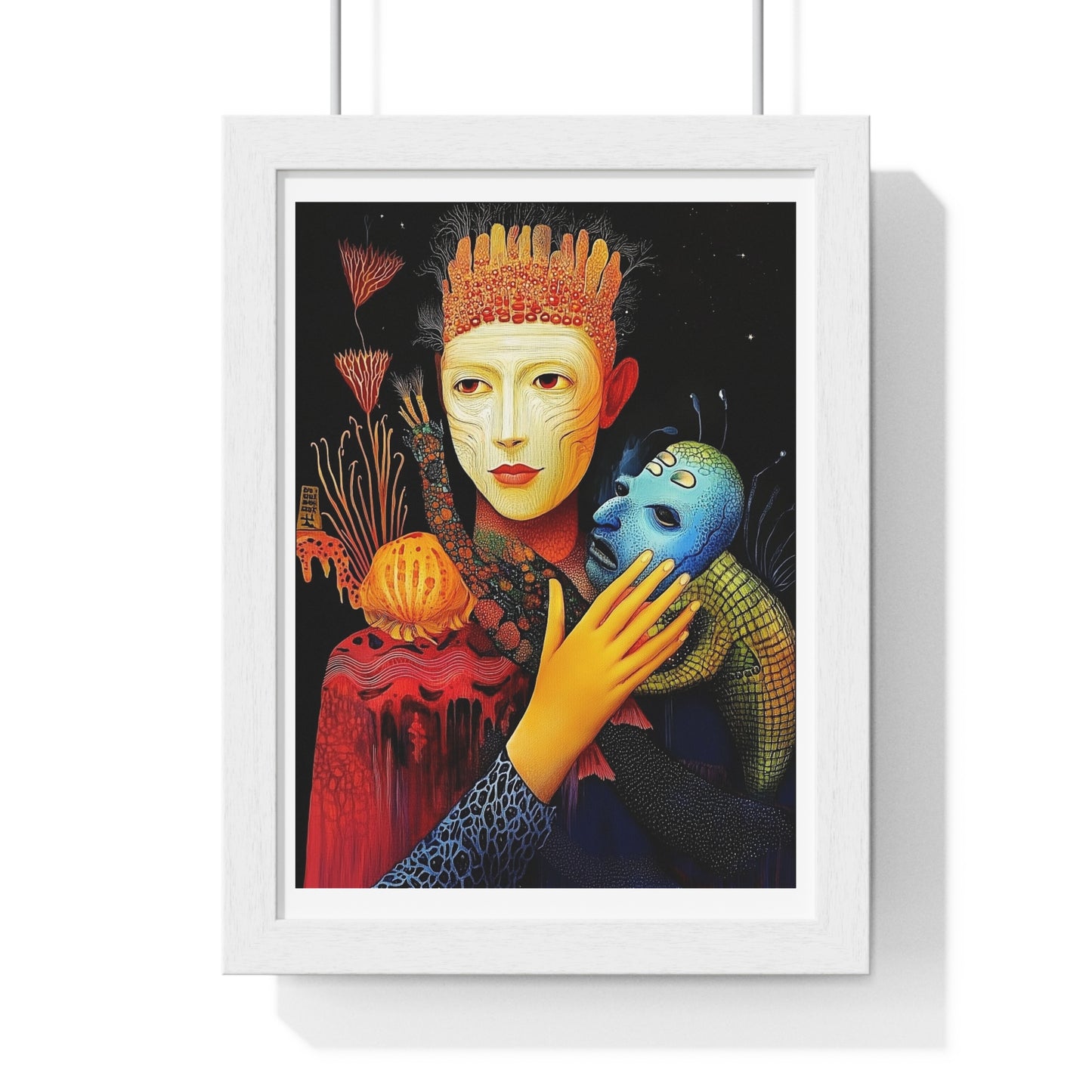 The Beauty and the Mask 'Designed by AI' Framed Art Print