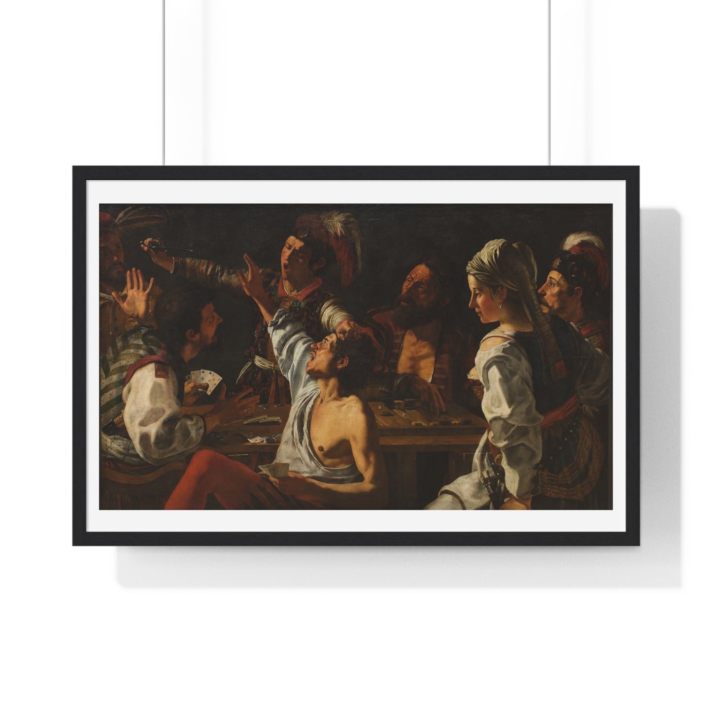 Card and Backgammon Players by Michelangelo Merisi Da Caravaggio, from the Original, Framed Print