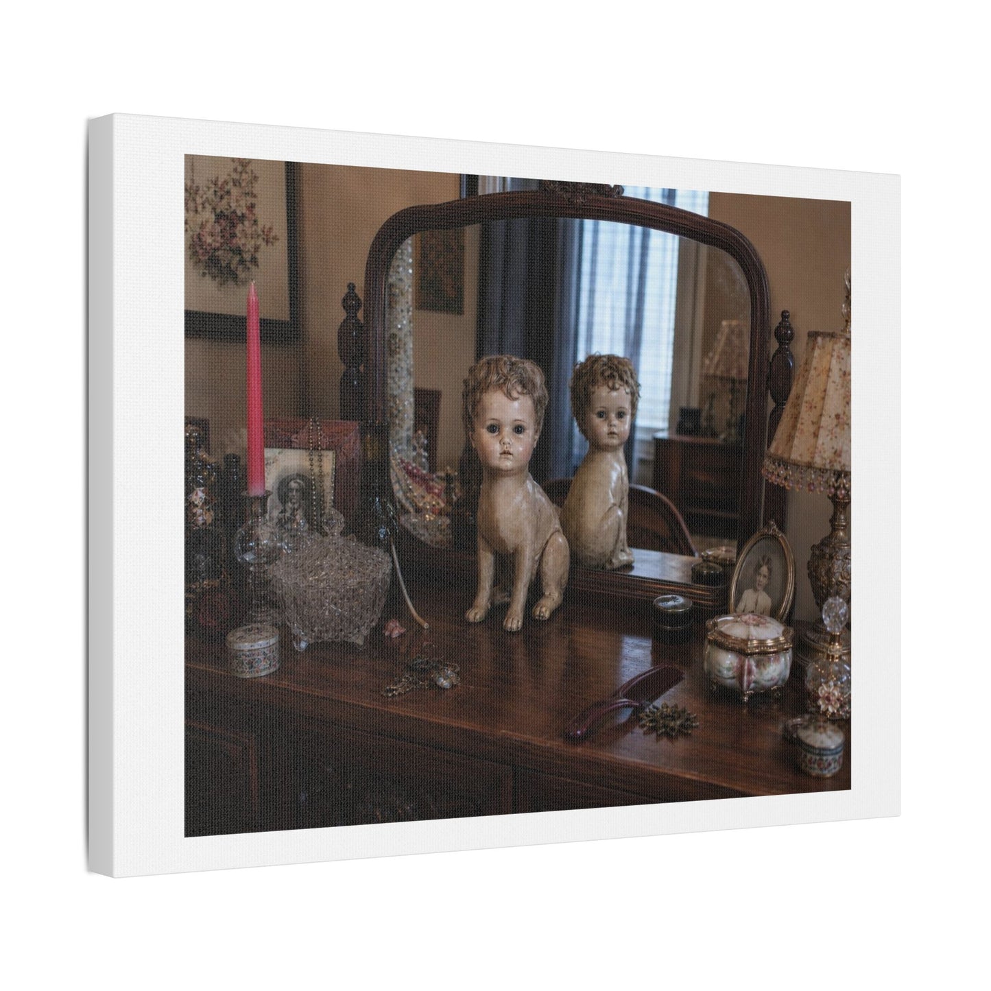 Eclectic Vintage Dressing Table 'Designed by AI' Art Print on Canvas