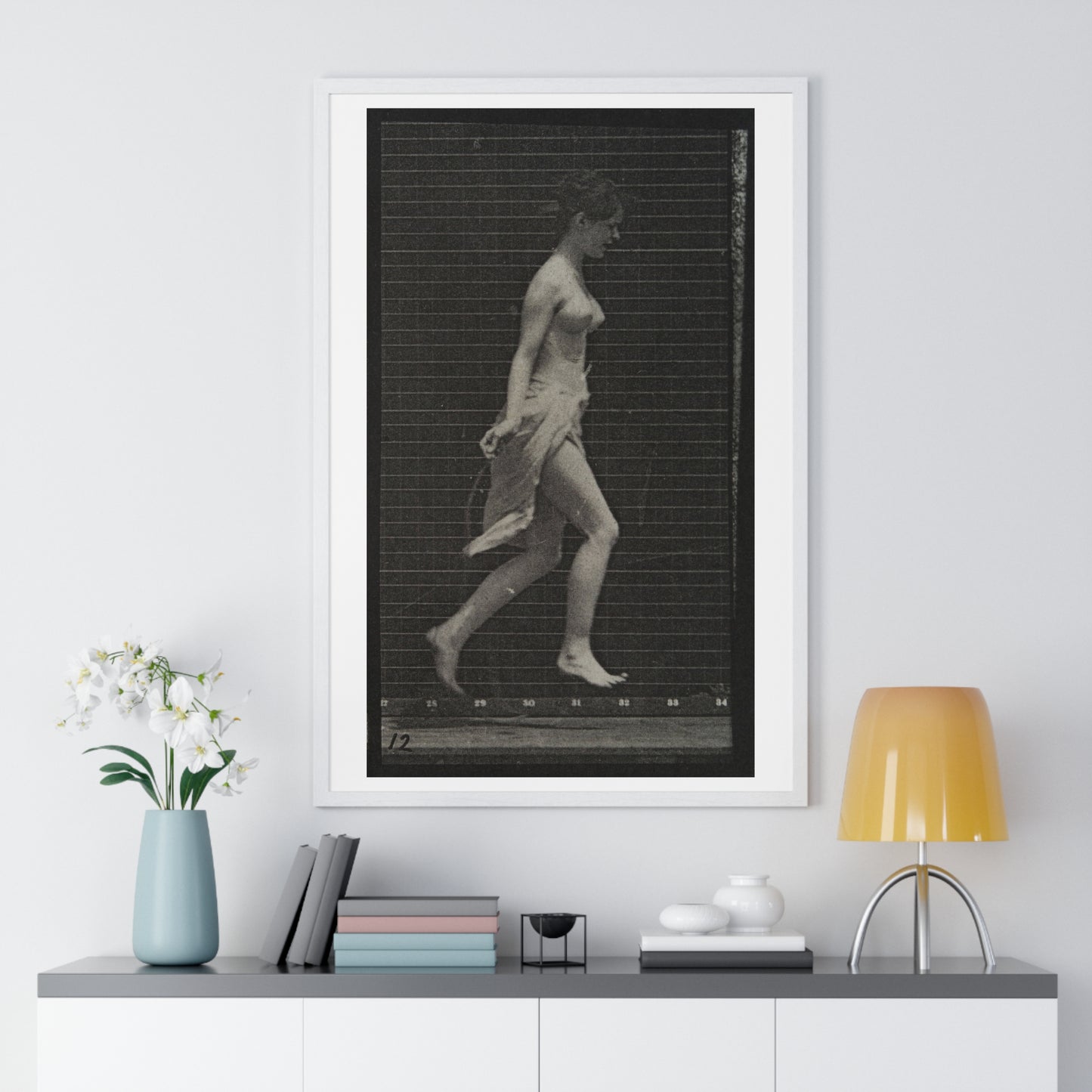 Woman Skipping, Collotype after Eadweard Muybridge (1887) from the Original, Wooden Framed Print