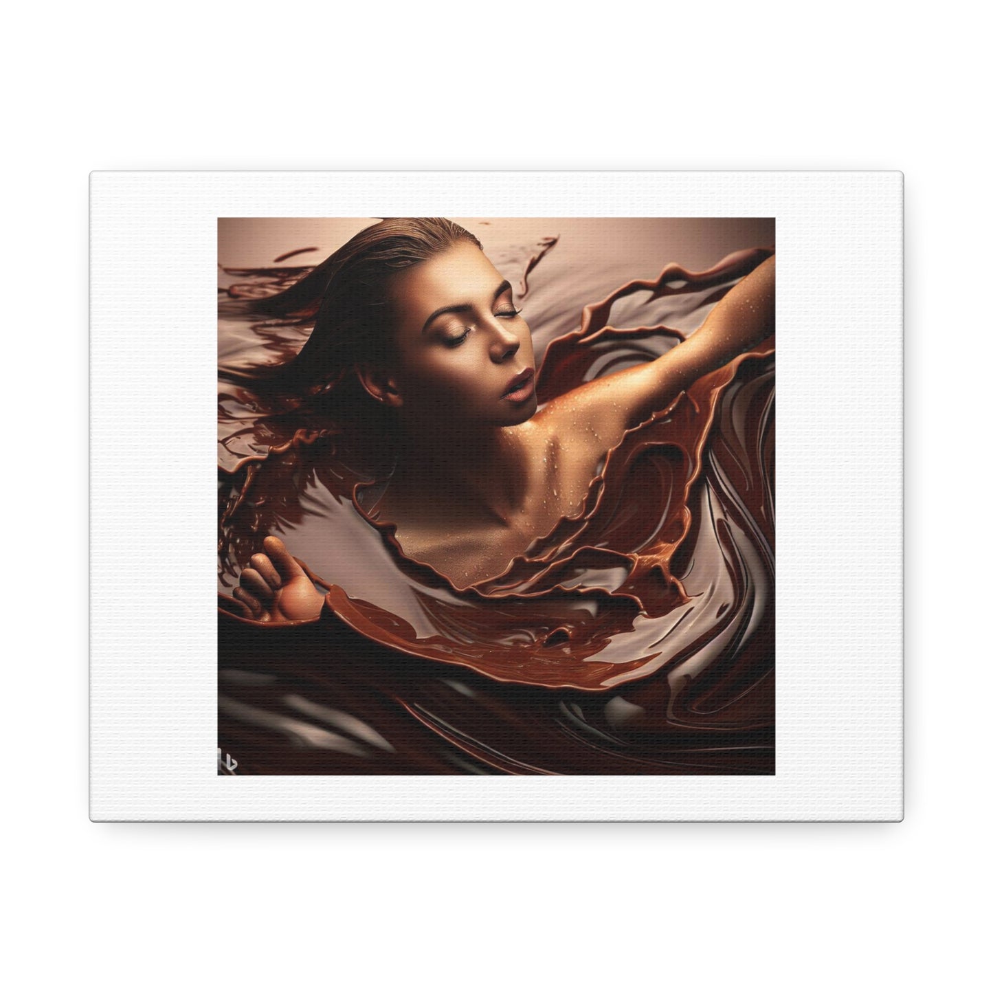 Joyous Well-Being Swimming in Chocolate 'Designed by AI' Art Print on Canvas