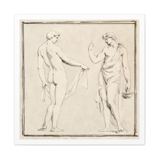 Two Male Figures, One Holding a Basket (18th Century) by Anonymous, from the Original, Print on Canvas