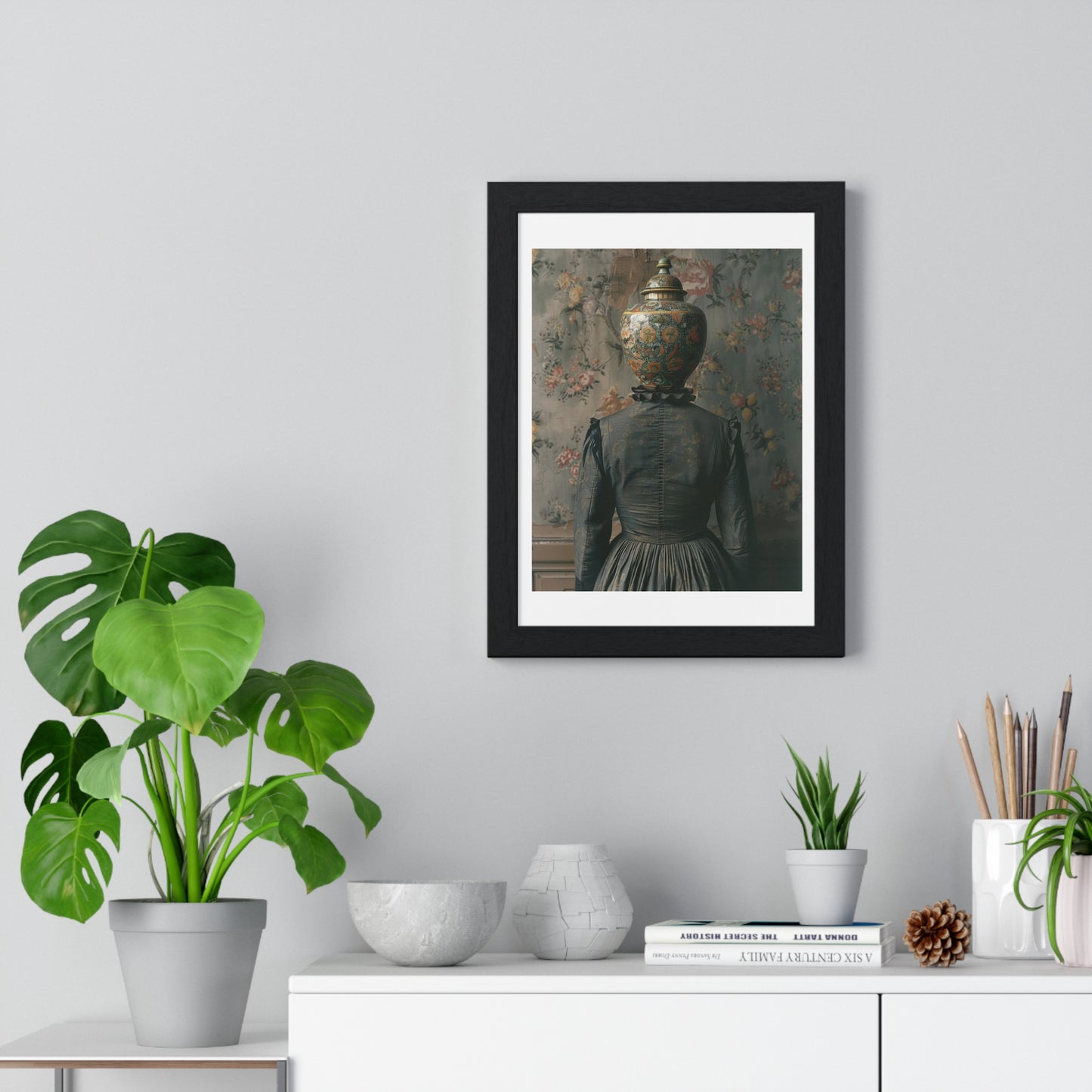 Head Replacement II, Abstract Art 'Designed by AI', Framed Art Print