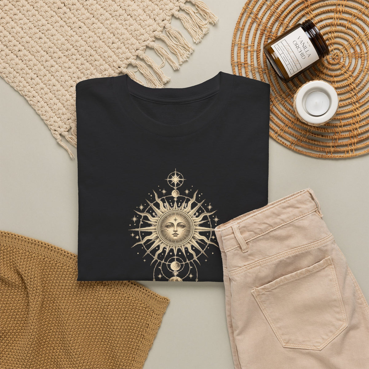Dark Cross Goth Design Sunburst Unisex T-Shirt