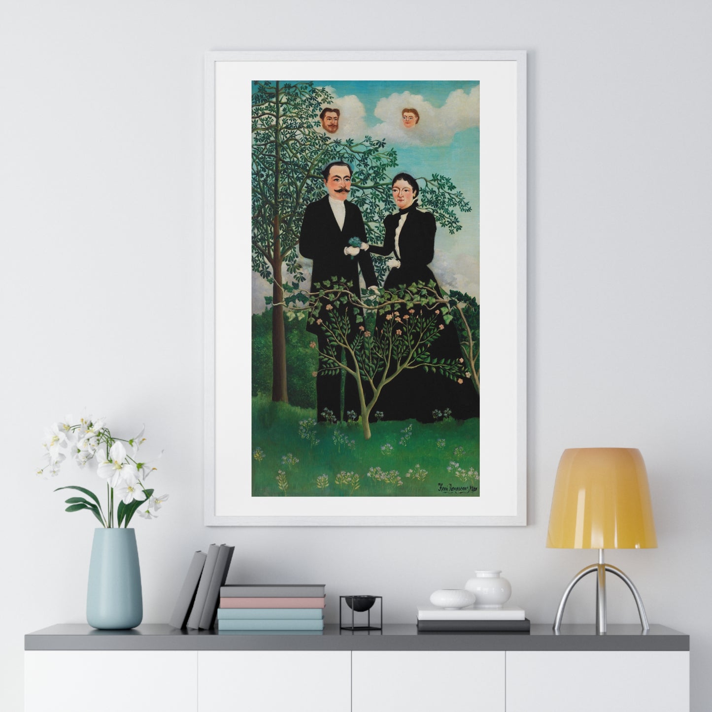 The Past and the Present, or Philosophical Thought 'Le Passé et le Présent, ou Pensée Philosophique' (1899) by Henri Rousseau, Framed Art Print