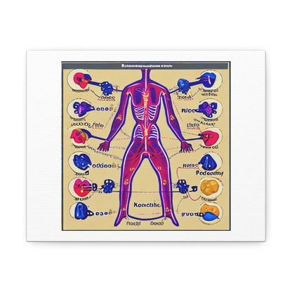 Endocrine System Beautiful Medical Drawing 'Designed by AI' Art Print on Canvas