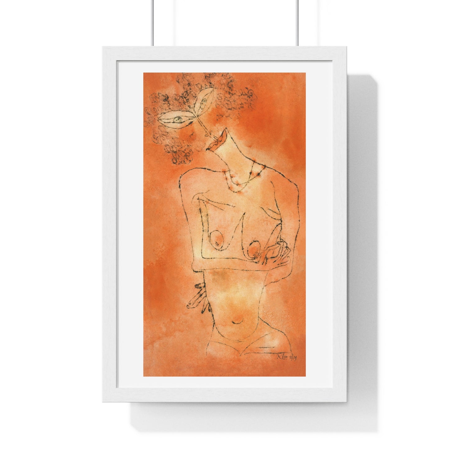 Lady Inclining Her Head (1919) by Paul Klee, from the Original, Wooden Framed Print