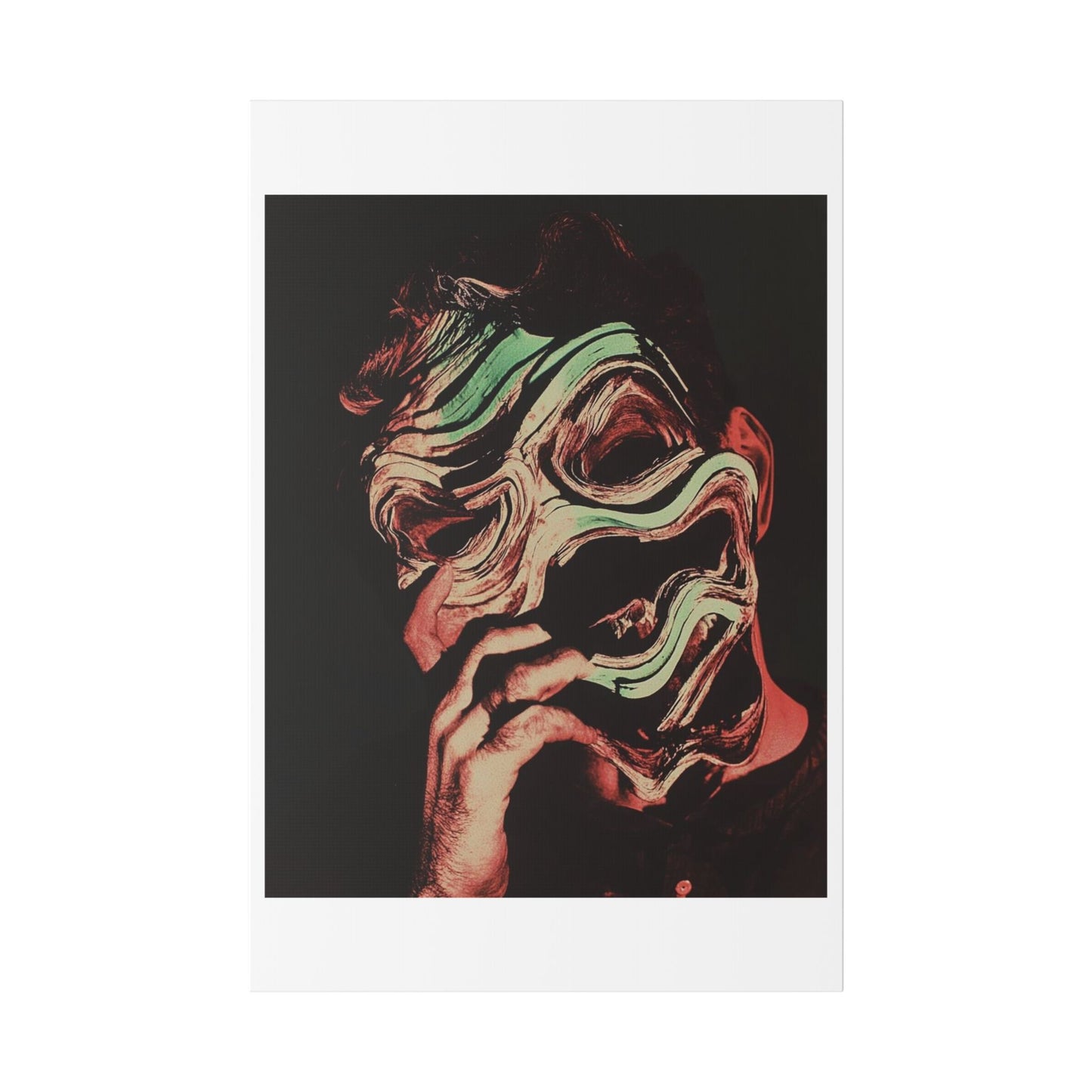 Abstract Male Portrait 'Designed by AI' Satin Canvas Art Print